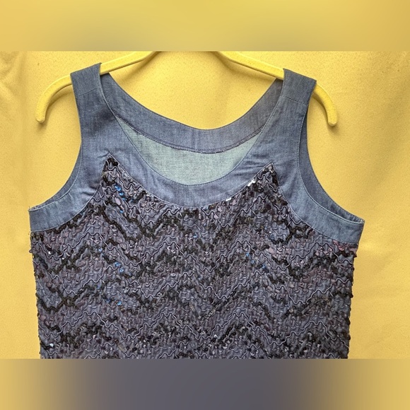 Howard Wolf Vintage Denim and Sequins Cotton Top Size 8 Made in the USA - Picture 3 of 6